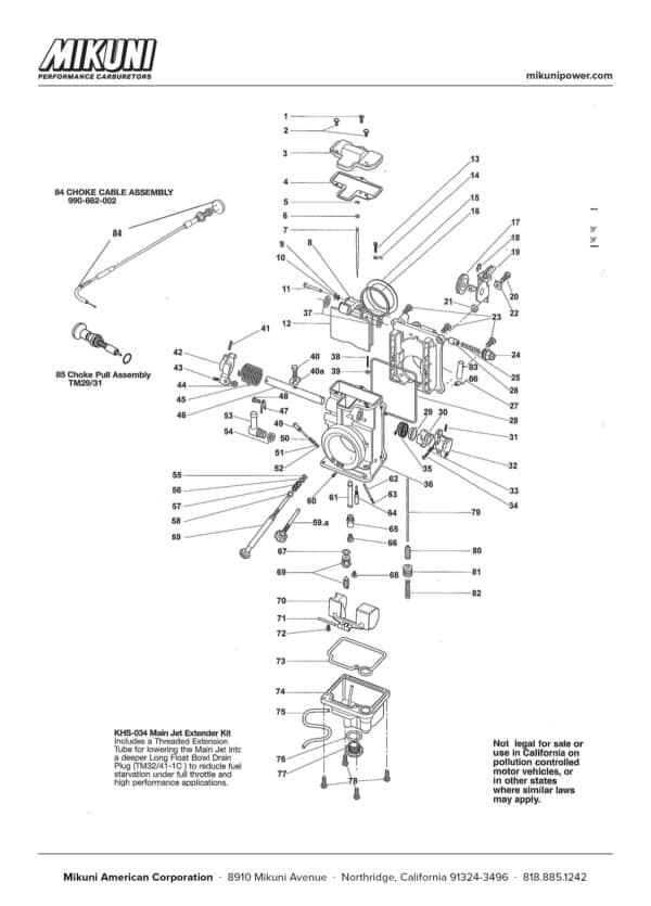 Mikuni Main Jet Extender Kit for Mikuni HSR Carburetors - Image 3